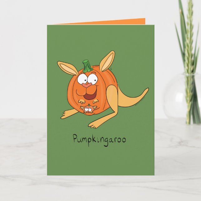 Cartão Pumpkingaroo - Funny Halloween Greeting Card (Frente)