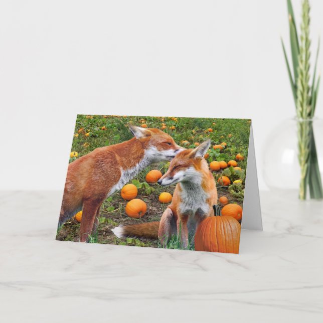 Cartão "Pumpkinpatch Foxes" Greeting Card (Frente)