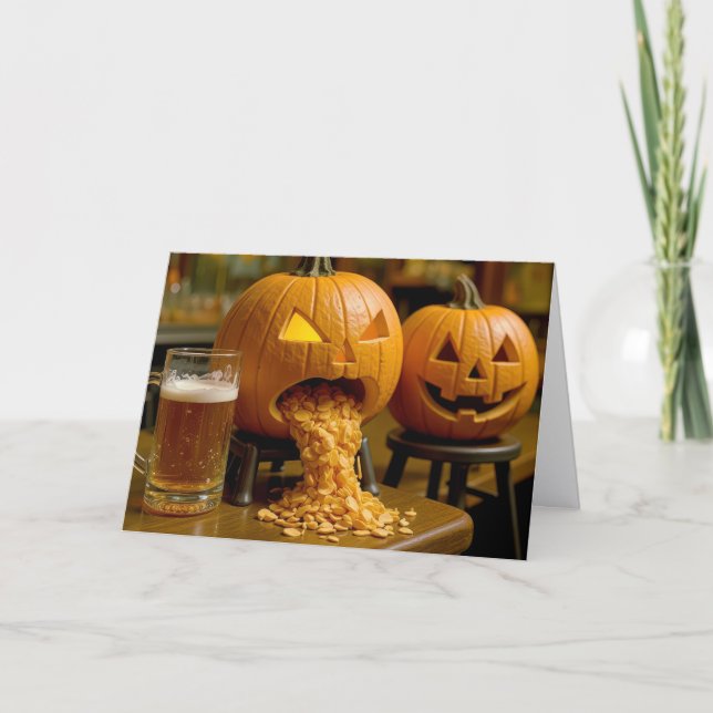 Cartão Pumpkins In a Bar Halloween Birthday Humor (Frente)