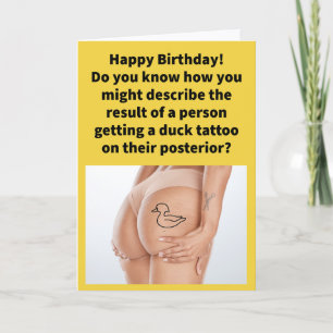 Cartão Punição Engraçada de Bunda Quack Feliz Aniversário