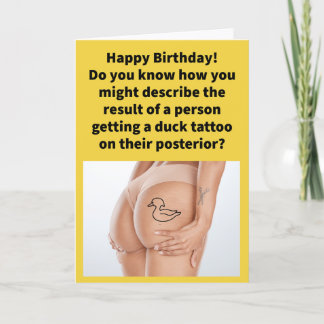 Cartão Punição Engraçada de Bunda Quack Feliz Aniversário