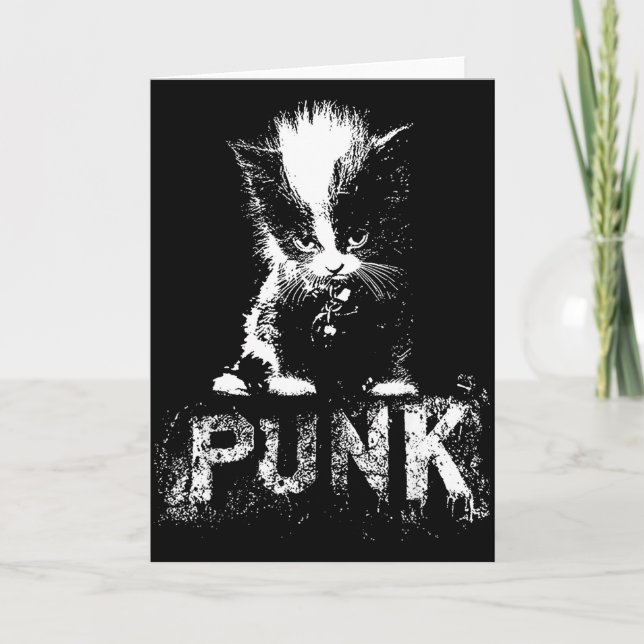 Cartão Punk Kitten Cat With Mohawk Nge Gothic Design  (Frente)