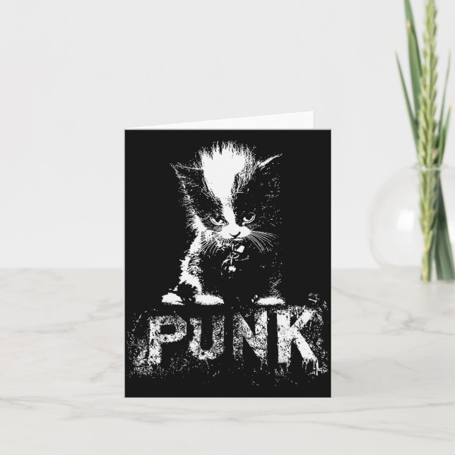 Cartão Punk Kitten Cat With Mohawk Nge Gothic Design  (Frente)