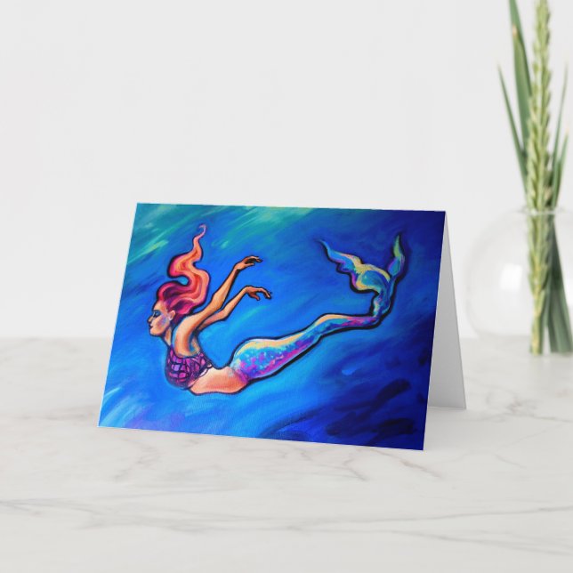 Cartão "Punk Rock Mermaid" Art Print Greeting Card (Frente)
