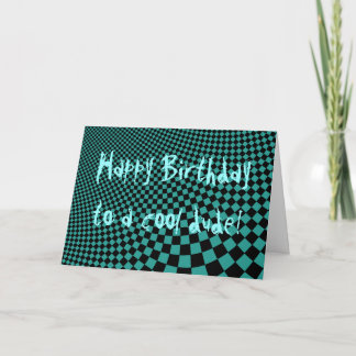 Cartão Punk warped retro checkerboard Happy Birthday dude