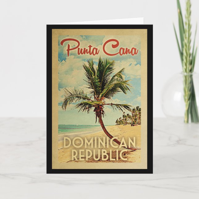 Cartão Punta Cana Greeting Card Dominican Republic Retro (Frente)