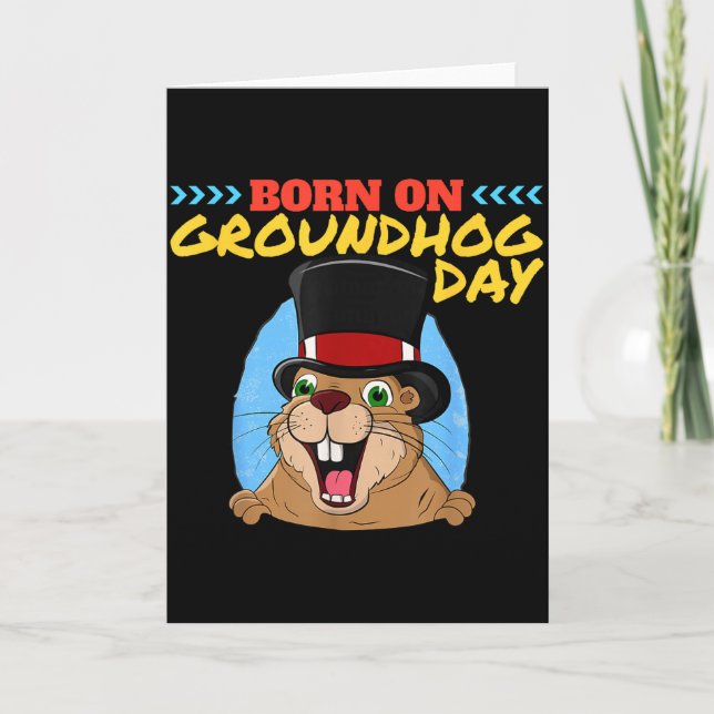 Cartão Punxsy Phils Cute Groundhog Day February 2nd Birth (Frente)
