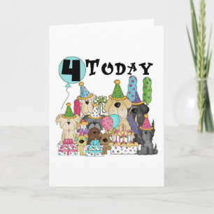 Cartão Puppies 4.º Aniversário Camisetas e presentes