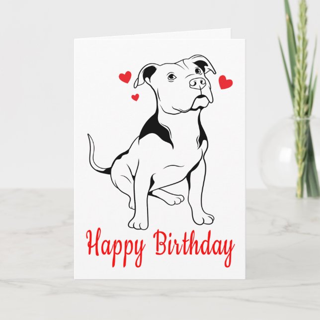 Cartão Puppy Birthday Pittie Pit Touro Lover (Frente)