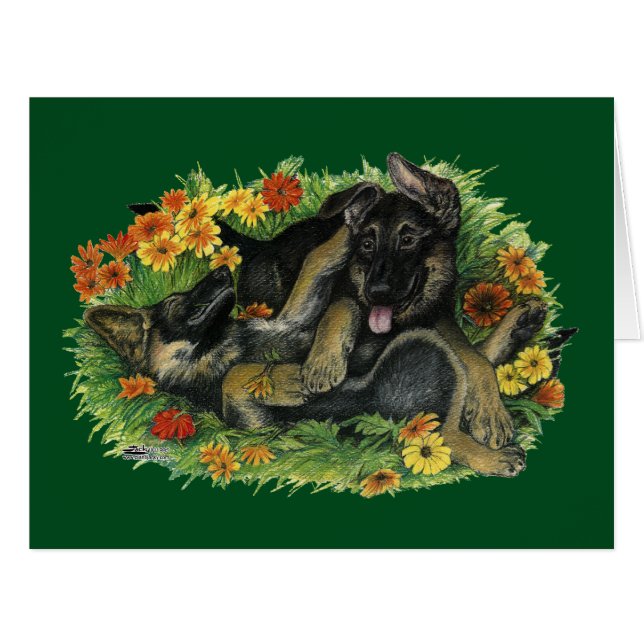 Cartão Puppy Garden (Frente horizontal)