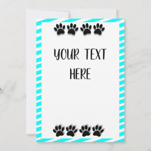 Cartão Puppy Paw Imprime Com Texto Personalizado