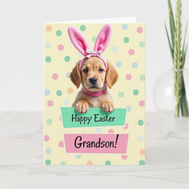 Cartão Puppy Polka Dot Celebration Card (Frente)