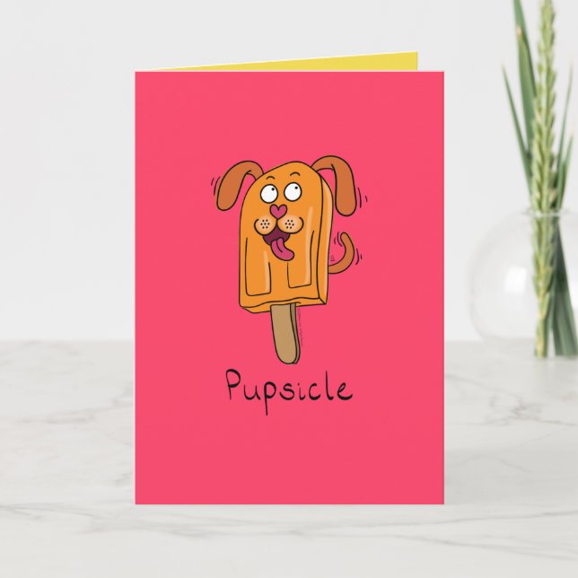 Cartão Pupsicle Puppy Dog Popsicle Summer Greeting Card (Frente)