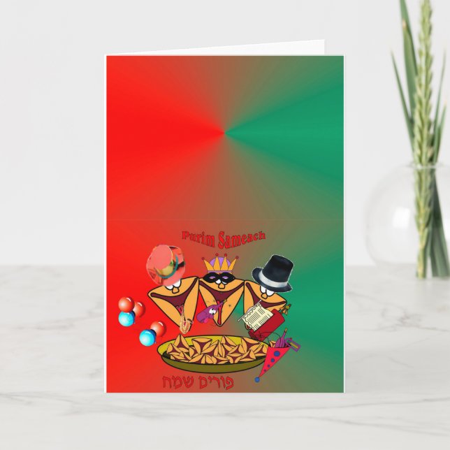 Cartão Purim card with 3 oznei Haman (Frente)