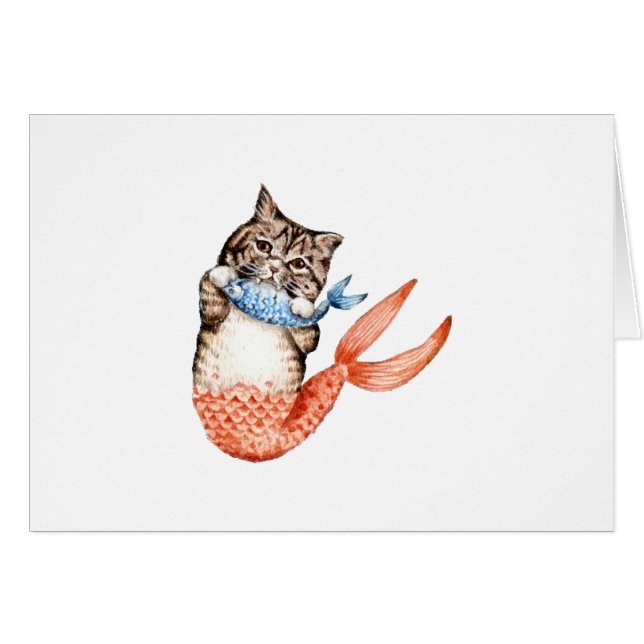 Cartão Purmaid Cat Mermaid (Frente Horizontal)