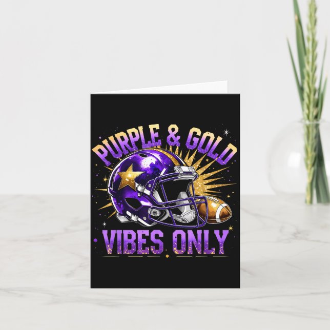 Cartão Purple And Gold Vibes Only Football Fan Gift  (Frente)