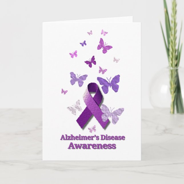 Cartão Purple Awareness Ribbon: Alzheimer's Disease (Frente)