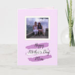 Cartão Purple Butterfly Mother Daughter Photo Mothers Day<br><div class="desc">Add a picture of you and your mom to this Happy Mother's Day card.</div>