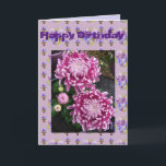 Cartão Purple Chrysanthemum Flower Floral Photo art Card<br><div class="desc">Purple Chrysanthemum Flower Floral Photo art Card. Designed from my original watercolour art and garden photo from my own garden.</div>