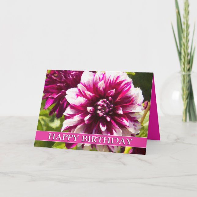 Cartão Purple Dahlia Passion Happy Birthday Card (Frente)