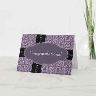 Cartão Purple damask stitch congratulation card