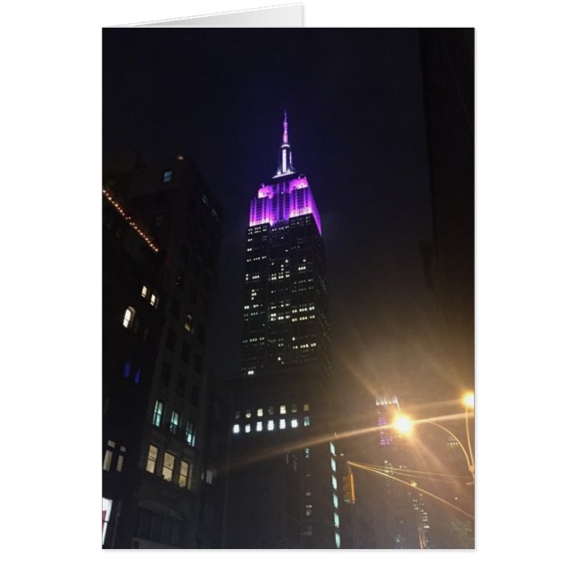 Cartão Purple Empire State Building NYC New York Night (Frente)