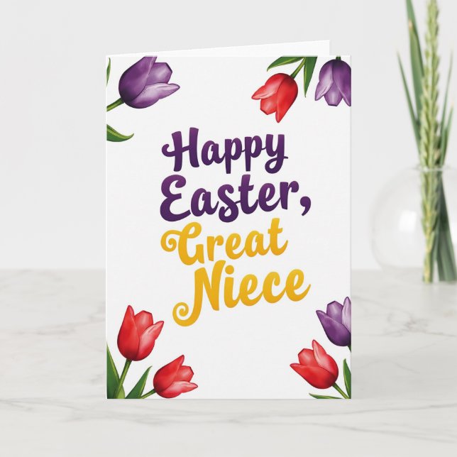 Cartão Purple Floral Easter Niece Card (Frente)