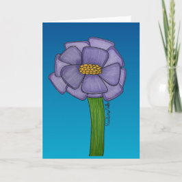 Cartão Purple Flower with blue background blank