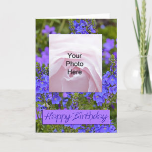 Cartão Purple flowers Photo Birthday Card