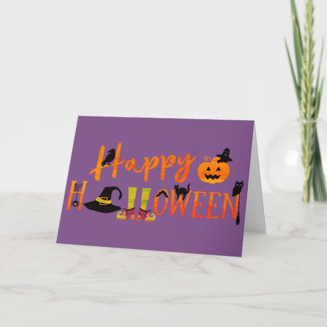 Cartão Purple Happy Halloween (Frente)