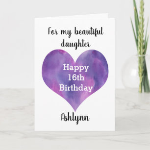 Cartão Purple Heart, 16o feliz da filha