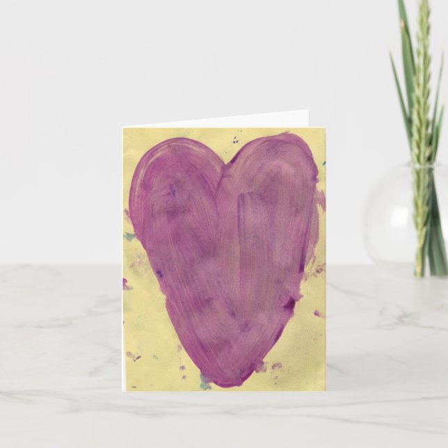 Cartão Purple Heart Watercolor Note Card (Frente)