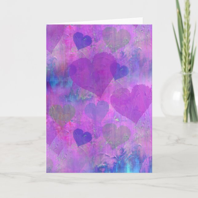 Cartão PURPLE HEARTS DESIGN Greeting card cute abstract (Frente)