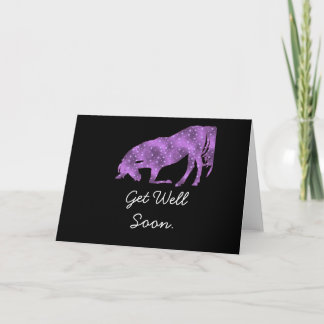 Cartão Purple Horse Silhouette Get Well Soon Card.