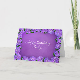 Cartão Purple hydrangea frame for birthday