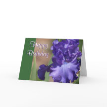 Purple Iris Happy Birthday Card