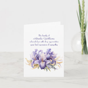 Cartão Purple Iris para simpatia Obrigado da Família