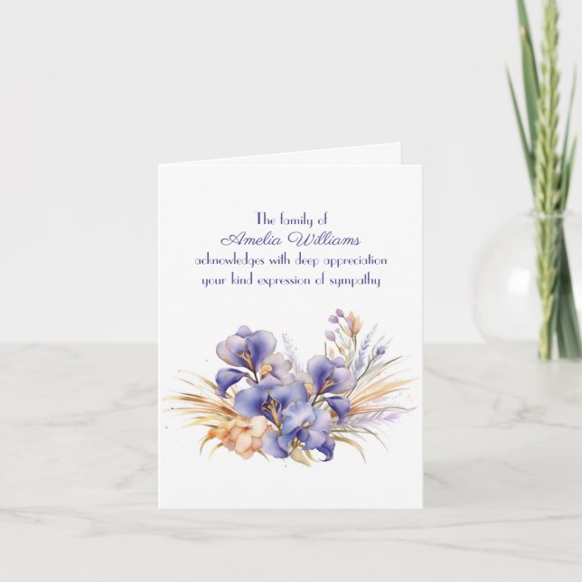 Cartão Purple Iris para simpatia Obrigado da Família (Frente)