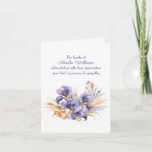 Cartão Purple Iris para simpatia Obrigado da Família