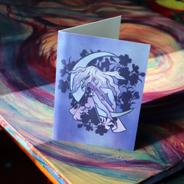 Cartão Purple Moon Goddess Wiccan Triple Moon Symbol Art (Criador carregado)