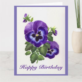 Cartão Purple pansies birthday card