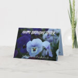 Cartão Purple Pansy Sentimental Poem Sister Birthday<br><div class="desc">Brother / Sister birthday. A gorgeous greeting card for a sibling.</div>