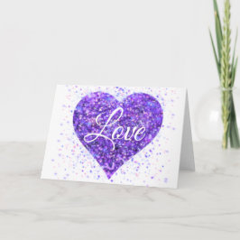 Cartão Purple sparkling sequins, love graffiti valentine