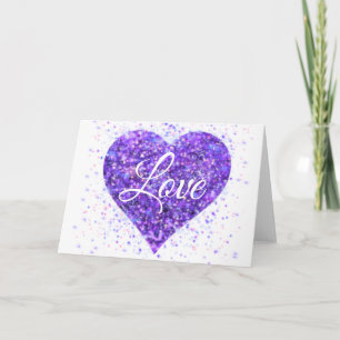 Cartão Purple sparkling sequins, love graffiti valentine