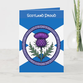 Cartão Purple Thistle and Saltire Framed by Celtic 