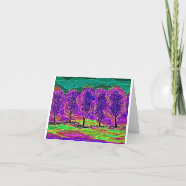 Cartão Purple Trees computer drawing card    (Frente)