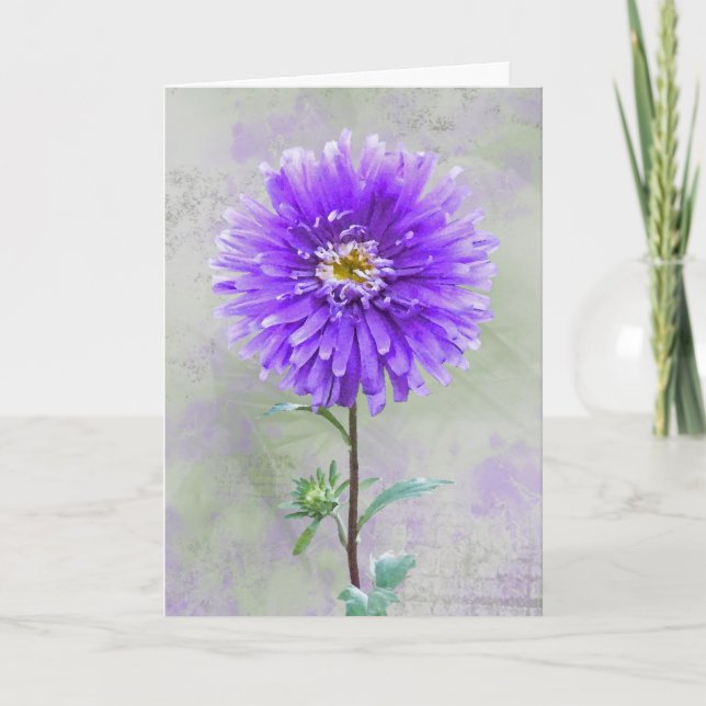 Cartão Purple Watercolor Dahlia Sympathy (Frente)
