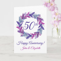Purple Wreath 50ª Carta de Aniversário de Casament