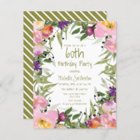 Púrpura e rosa Verde Floral Sobra 60º aniversário