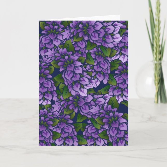 Cartão Púrpura Verão Floral Arte Lilac — Padrão de jardin (Frente)
